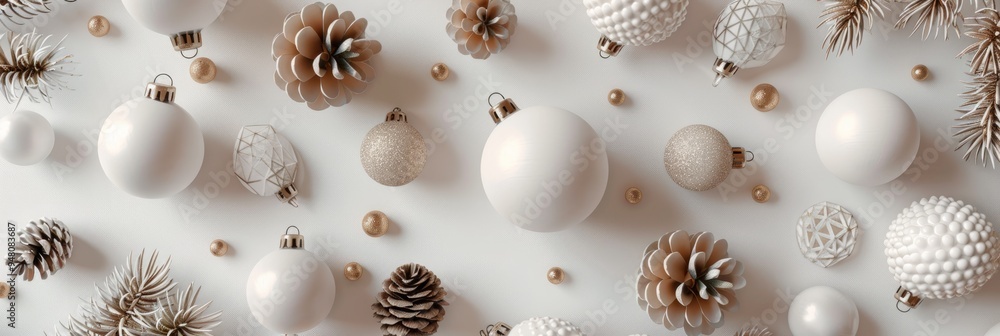 Minimalist Christmas Decor in Silver and White. Classic Christmas Ornaments for a Modern Celebration Minimalist Christmas Decor in Silver and White. Classic Christmas Ornaments for a Modern Celebration