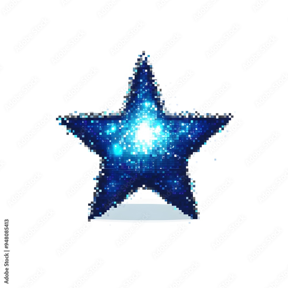 Shimmering Pixel Art Blue Star for Abstract Digital Background Shimmering Pixel Art Blue Star for Abstract Digital Background