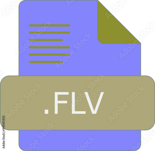 FLV File extension icon insidse fill with lines fill