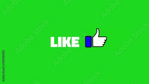 Animated pop up subscribe like bell notification icon button clicked animation motion graphic for social media with chroma green screen clip template 4K