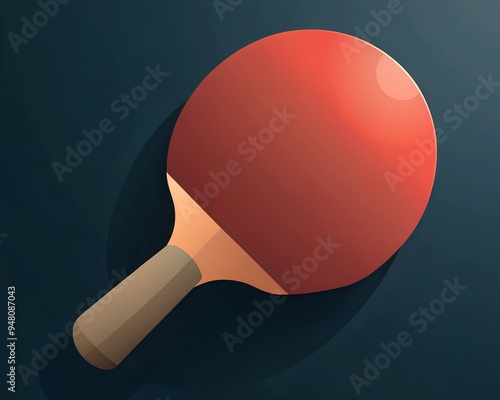 an illustration of ping pong paddle, flat colors, vector style photo