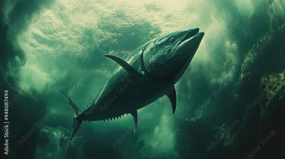 Fototapeta premium Rapid Tuna Cutting Through Underwater Currents
