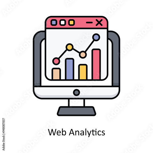 Web Analytics Vector filled outline icon design illustration. information technology symbol on white background EPS 10 File 