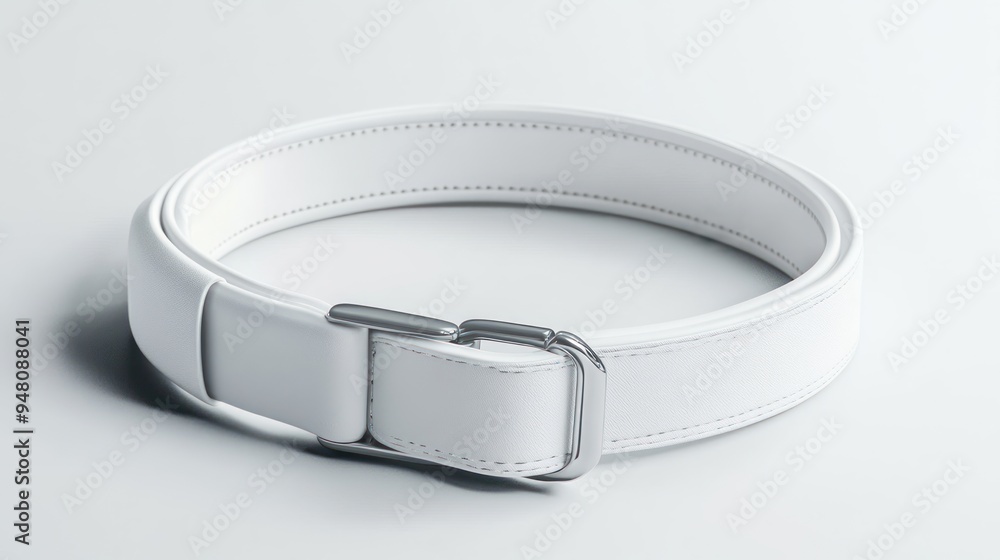White Leather Belt with Silver Buckle White Leather Belt with Silver Buckle