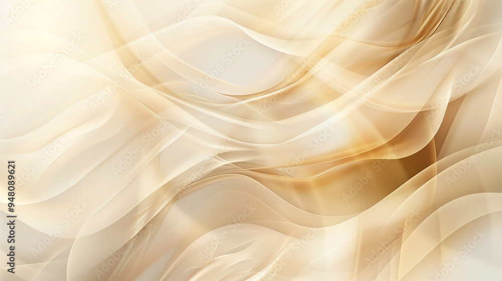 Obraz premium Elegant abstract design featuring soft golden hues in fluid, wave-like patterns, creating a warm and serene atmosphere.
