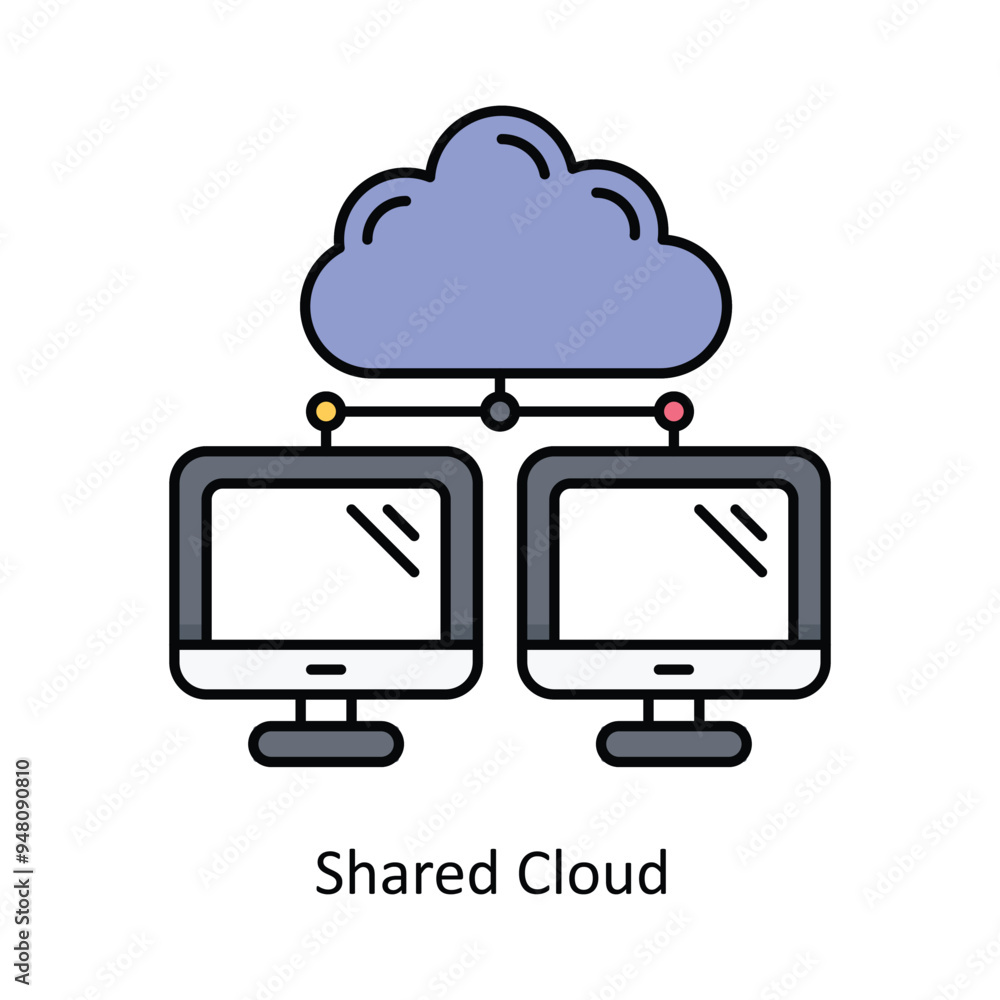 Shared Cloud Vector filled outline icon design illustration. information technology symbol on white background EPS 10 File Shared Cloud Vector filled outline icon design illustration. information technology symbol on white background EPS 10 File