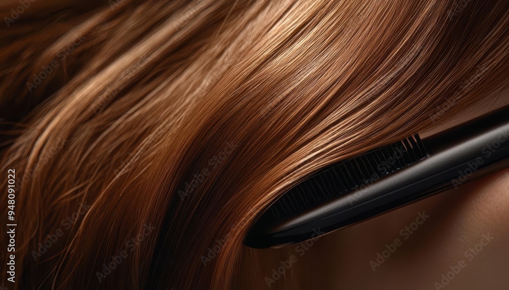 Naklejka premium Hair straightener with heat setting smoothing hair with precision