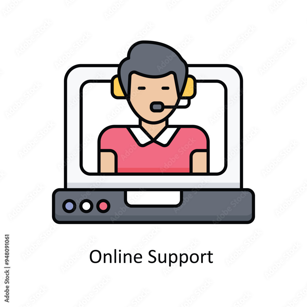 Online Support Vector filled outline icon design illustration. information technology symbol on white background EPS 10 File Online Support Vector filled outline icon design illustration. information technology symbol on white background EPS 10 File