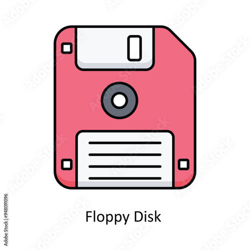 Floppy Disk  Vector filled outline icon design illustration. information technology symbol on white background EPS 10 File 