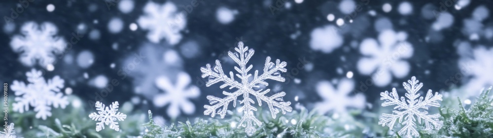 Snowflakes on Soft Moss, intricate textures of delicate snowflakes resting on vibrant green moss, ideal for a tranquil winter atmosphere, serene and refreshing backdrop Snowflakes on Soft Moss, intricate textures of delicate snowflakes resting on vibrant green moss, ideal for a tranquil winter atmosphere, serene and refreshing backdrop