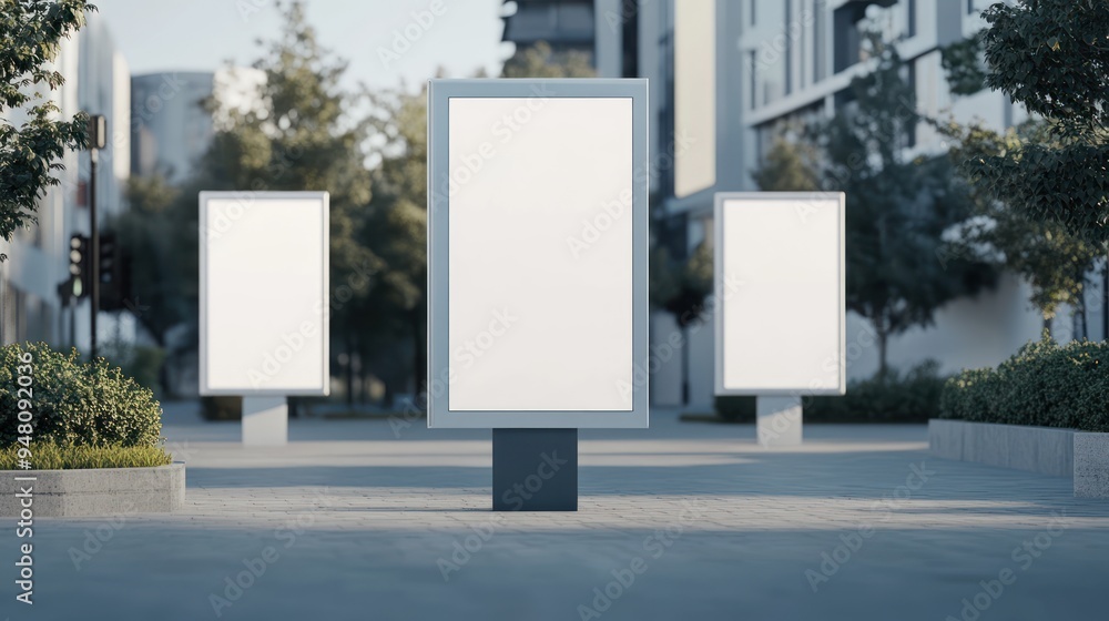 Three Blank Billboards in a City Setting Three Blank Billboards in a City Setting