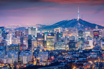 Leinwandbilder Lavendelfarbene Motive Seoul, South Korea Skyline at Night  © SeanPavonePhoto
