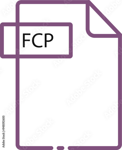 FCP File format minimal icon with black outline photo