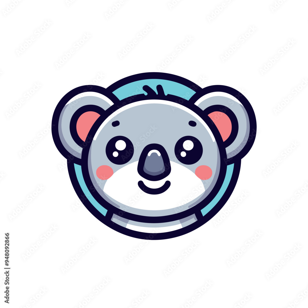 Cute cartoon koala face with blushing cheeks adorable animal icon illustration Cute cartoon koala face with blushing cheeks adorable animal icon illustration