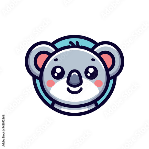 Cute cartoon koala face with blushing cheeks  adorable animal icon illustration