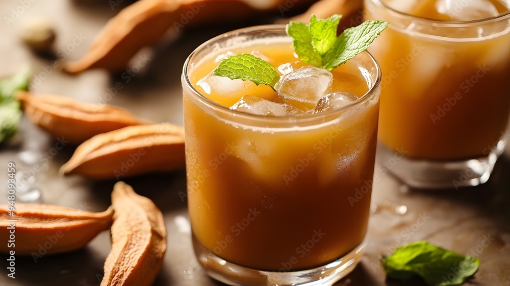 Refreshing Iced Drink with Mint and Ice Refreshing Iced Drink with Mint and Ice