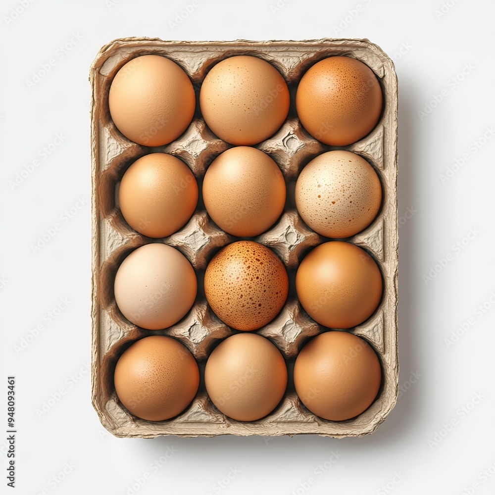 Box with eggs isolated on transparent background, top view Box with eggs isolated on transparent background, top view