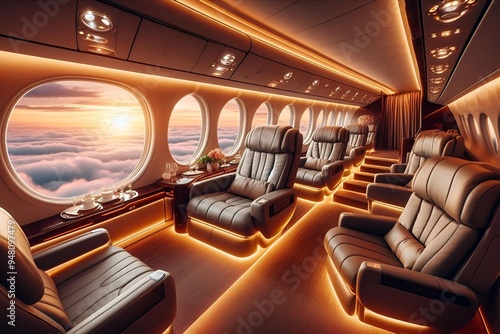 First-Class Airline Hospitality in a High-Tech Luxury Cruise Aircraft Interior