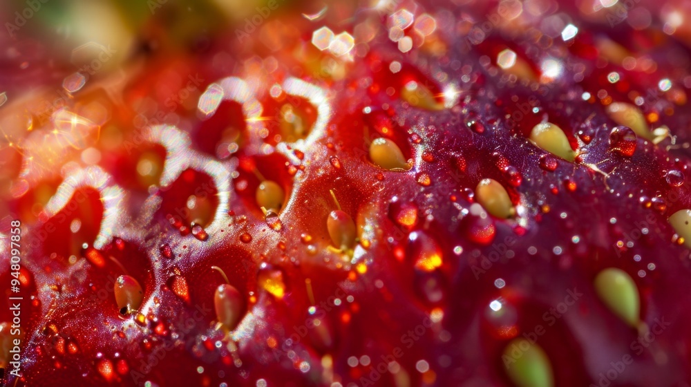 Dew-Kissed Strawberry: Nature's Sweet Jewel Macro Dew-Kissed Strawberry: Nature's Sweet Jewel Macro