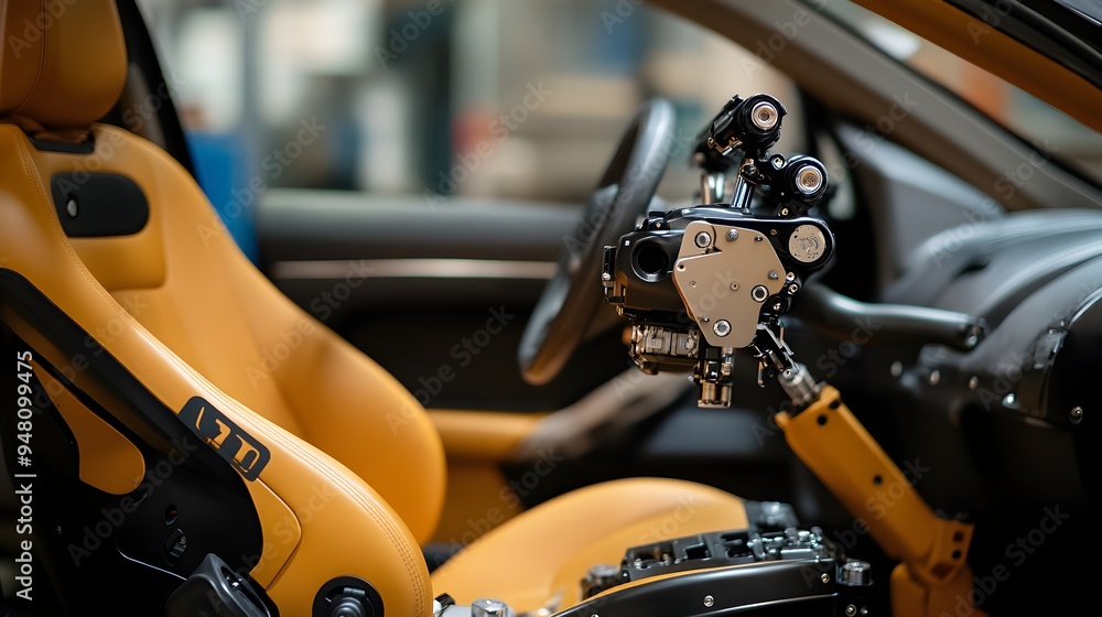 Fototapeta premium Luxurious car interior with advanced dashboard and controls