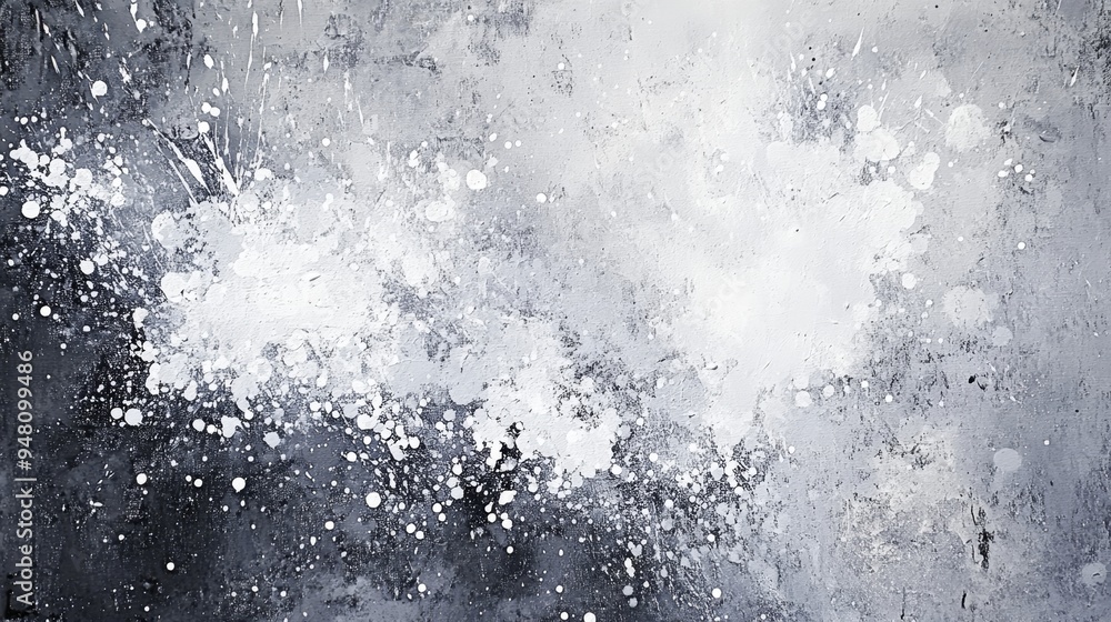 Abstract acrylic painting resembling a rainstorm with grey and white splatter textures Abstract acrylic painting resembling a rainstorm with grey and white splatter textures