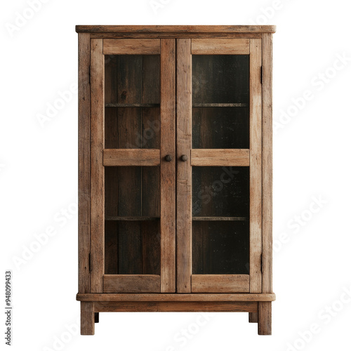 Charming Rustic Display Cabinet with Glass Doors Perfect for Showcasing Treasures and Enhancing Decor