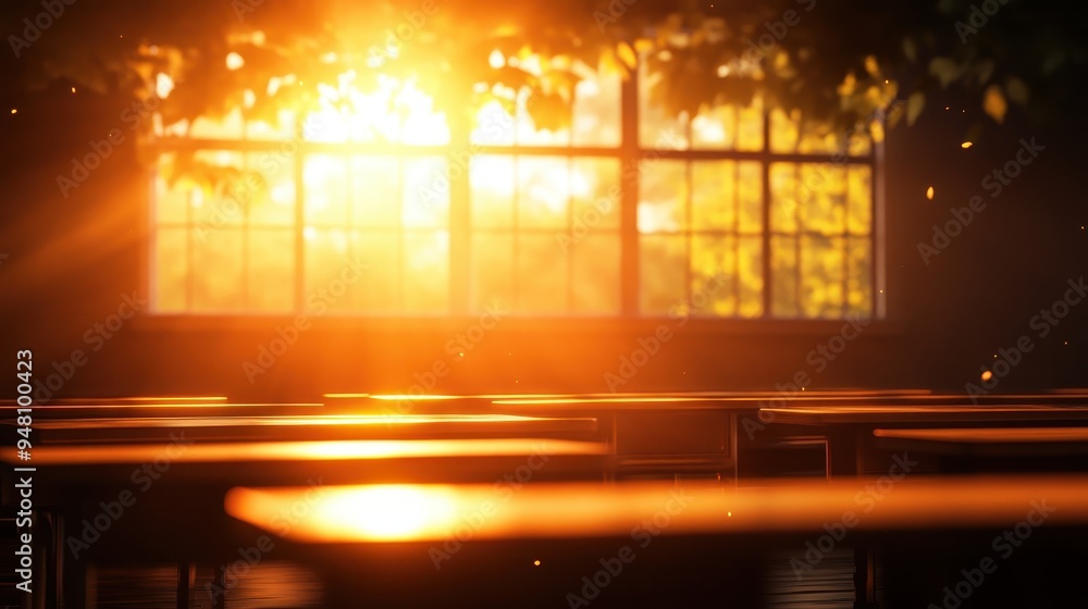 A serene classroom bathed in warm sunlight, creating a tranquil and inspiring learning environment. A serene classroom bathed in warm sunlight, creating a tranquil and inspiring learning environment.