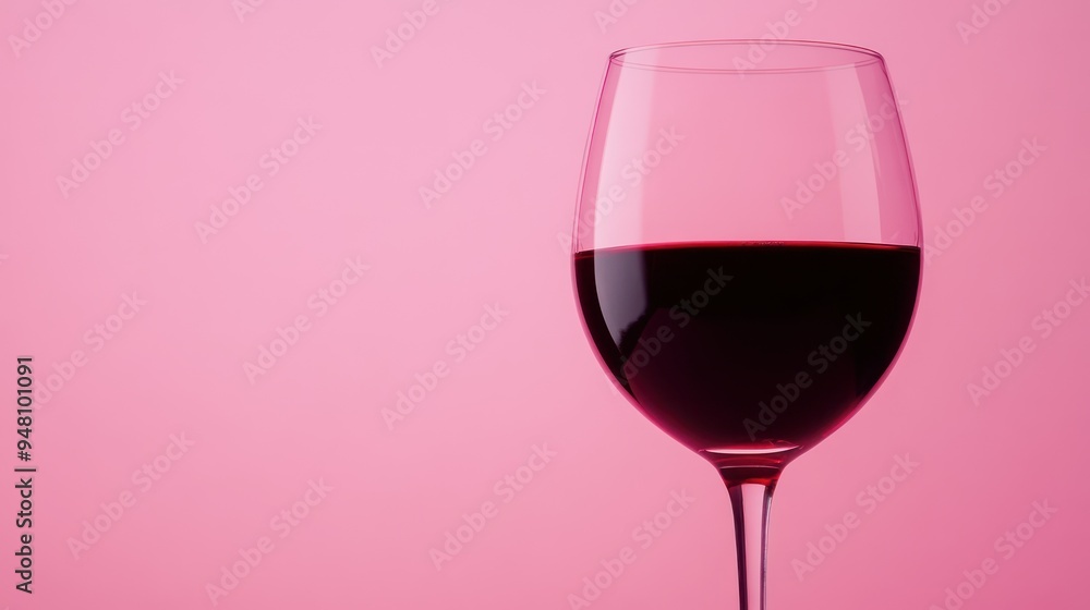 A sleek glass of red wine against a soft pink background, creating a vibrant and elegant atmosphere. A sleek glass of red wine against a soft pink background, creating a vibrant and elegant atmosphere.