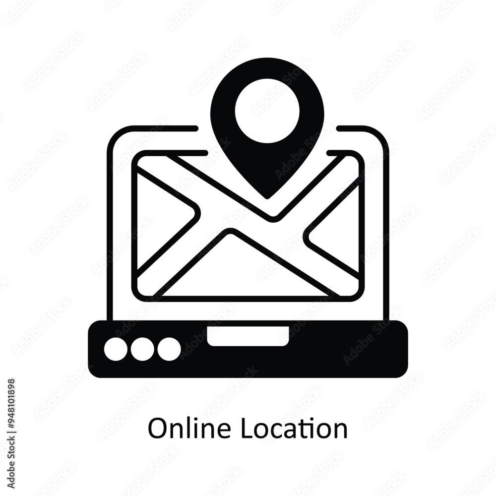 Online Location Vector solid icon design illustration. information technology symbol on white background EPS 10 File Online Location Vector solid icon design illustration. information technology symbol on white background EPS 10 File