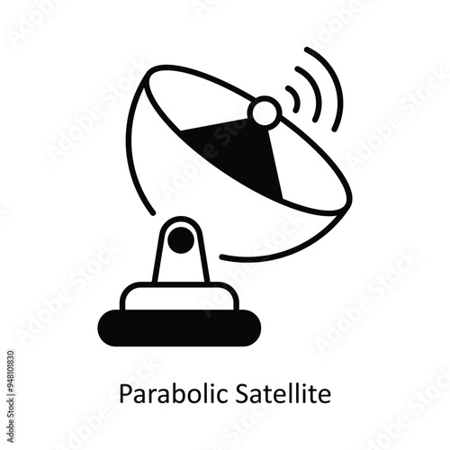 Parabolic Satellite Vector solid icon design illustration. information technology symbol on white background EPS 10 File 