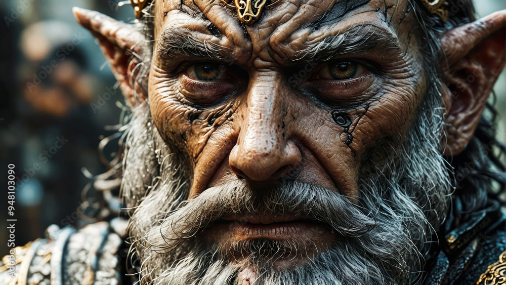 close up portrait of grey wizard elf close up portrait of grey wizard elf