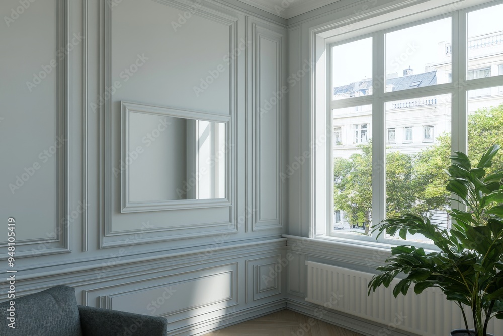 Picture frame mockup on wall in gallery, minimalistic design, Picture frame mockup on wall in gallery, minimalistic design,