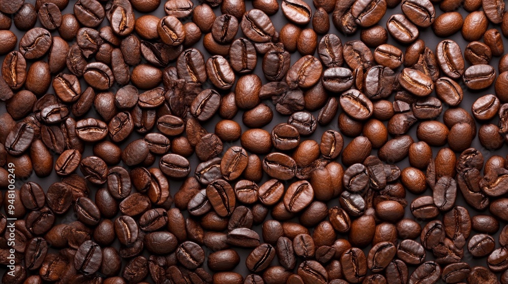 A close up of coffee beans with a dark brown color A close up of coffee beans with a dark brown color