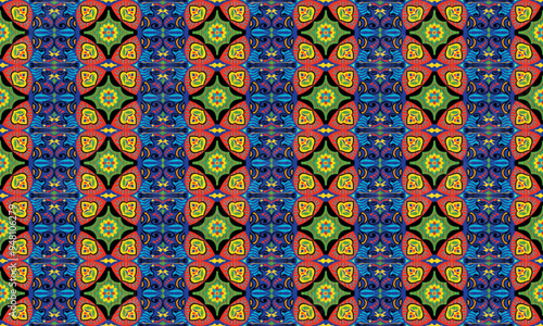 African ethnic native pattern.Traditional kente,ankara,kitenge,chitenge,capulana african wax print fabric pattern.Abstract vector motif pattern.For fabric,clothing,blanket,carpet,woven,wrap,decoration photo