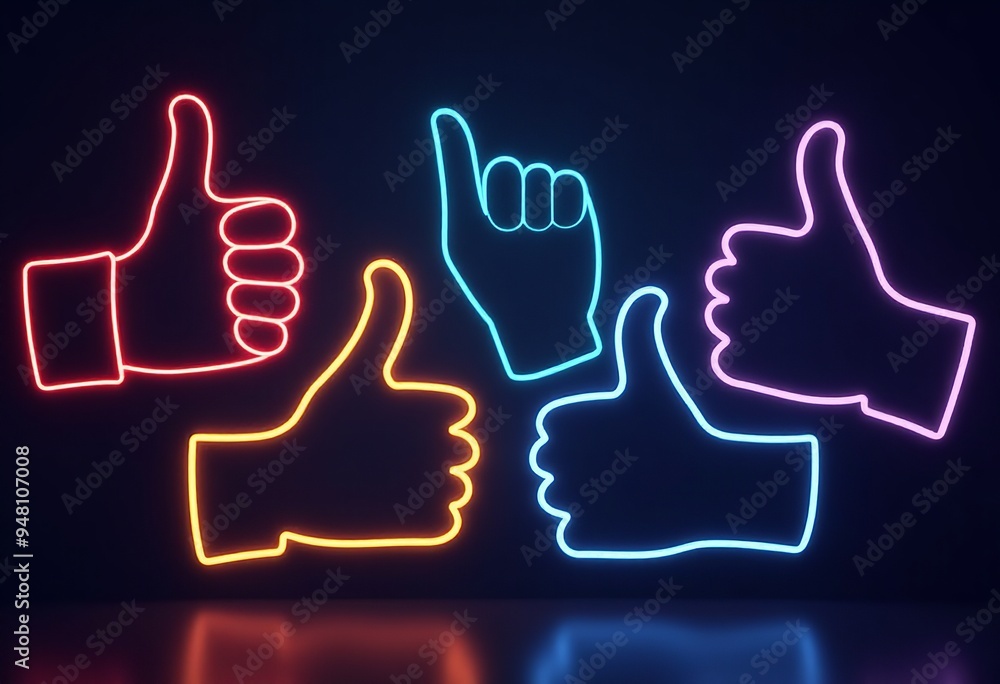 Obraz premium Glowing Neon Thumbs Up Graphics 