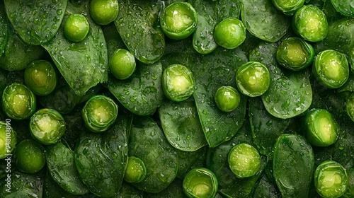 A close up of green leaves with small green balls on them