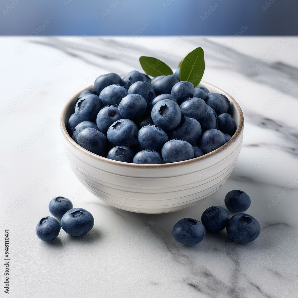 Blaubeeren in einer Marmorschale Blaubeeren in einer Marmorschale