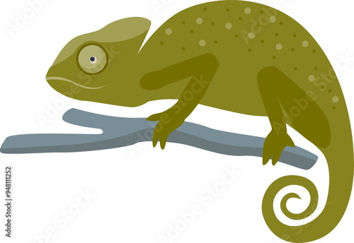 Cartoon chameleon on a branch, symbolizing adaptability and change.