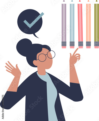 Illustration of a person with aligned pencils, symbolizing order and perfectionism in OCD.