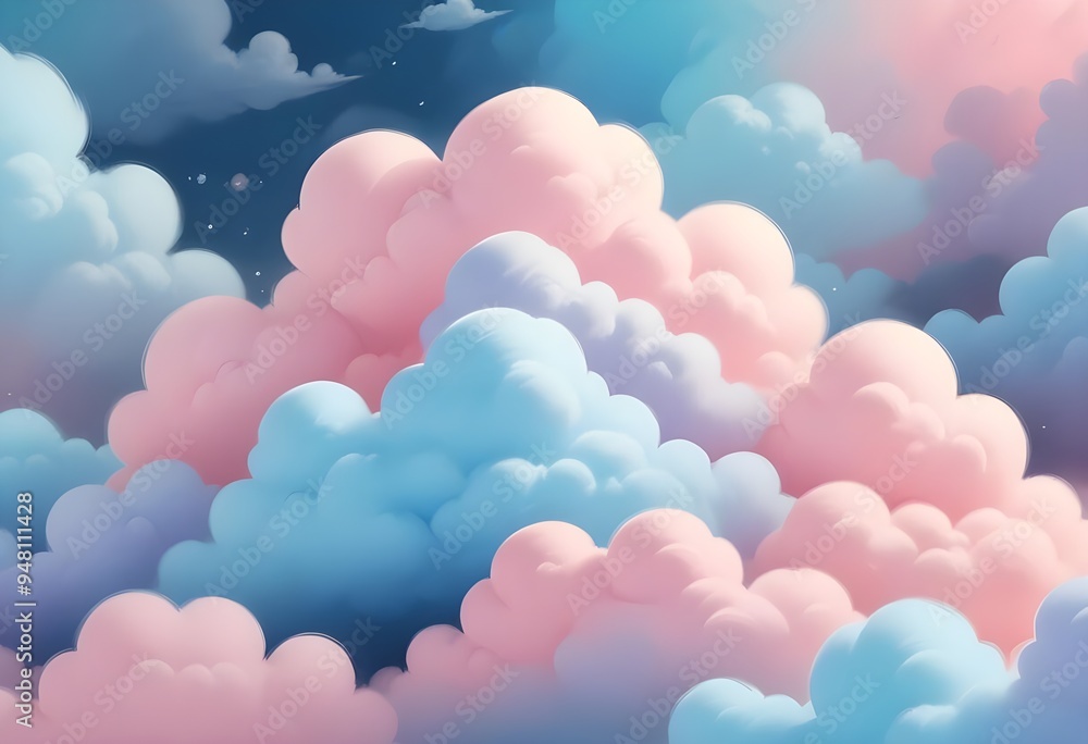 Soft Pastel Clouds Background Illustration Pink Blue Cloudy Sky Soft Pastel Clouds Background Illustration Pink Blue Cloudy Sky