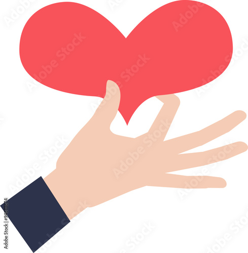 Hand holding a heart symbolizes care, love, and support.