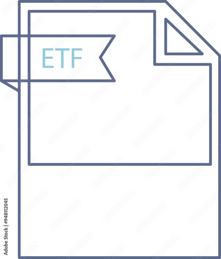 ETF File format icon black outline and light color text ETF File format icon black outline and light color text