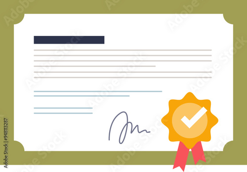 Illustration of a certificate with a seal, symbolizing stock options awarded.
