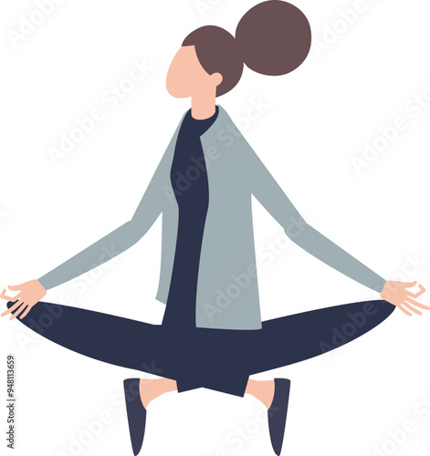 Illustration of a person in a serene meditation pose, symbolizing tranquility and balance.