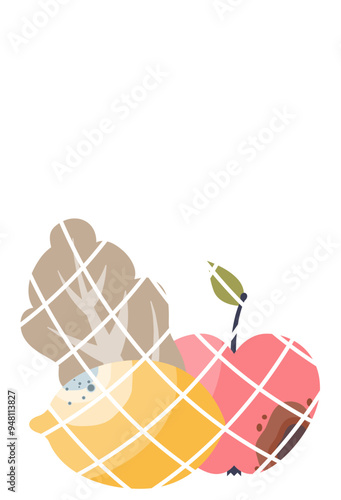 A bag with rotten fruit and bread, symbolizing food waste.