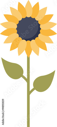 A vibrant sunflower illustration with bright yellow petals and green leaves symbolizing growth and positivity.
