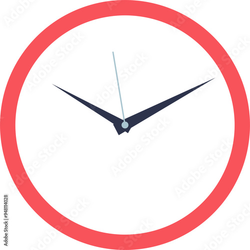 Minimalist clock with red frame, symbolizing time management and punctuality.