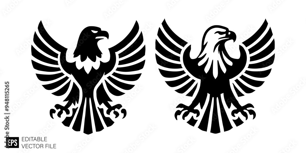 Fototapeta premium eagle Isolated vector graphic illustration design in black and white silhouette for clip art templates