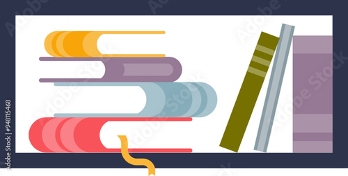 Colorful books on a shelf, symbolizing organization, knowledge, and education.