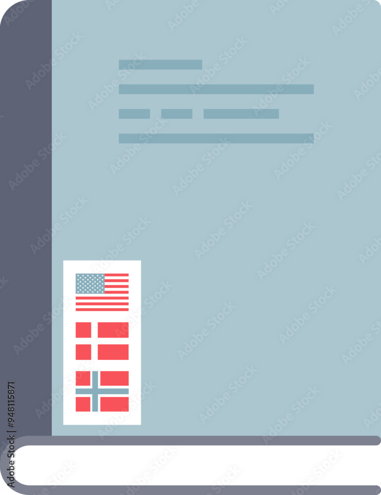 A book with a US flag, symbolizing English language learning or literature. A book with a US flag, symbolizing English language learning or literature.